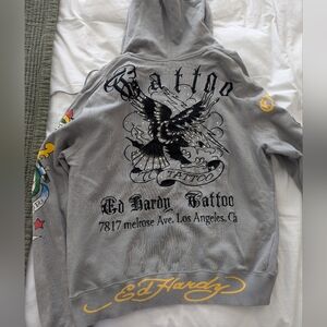 Vintage Ed Hardy Tatoo Hoodie Jeweled Detailed Stitching Hoody
